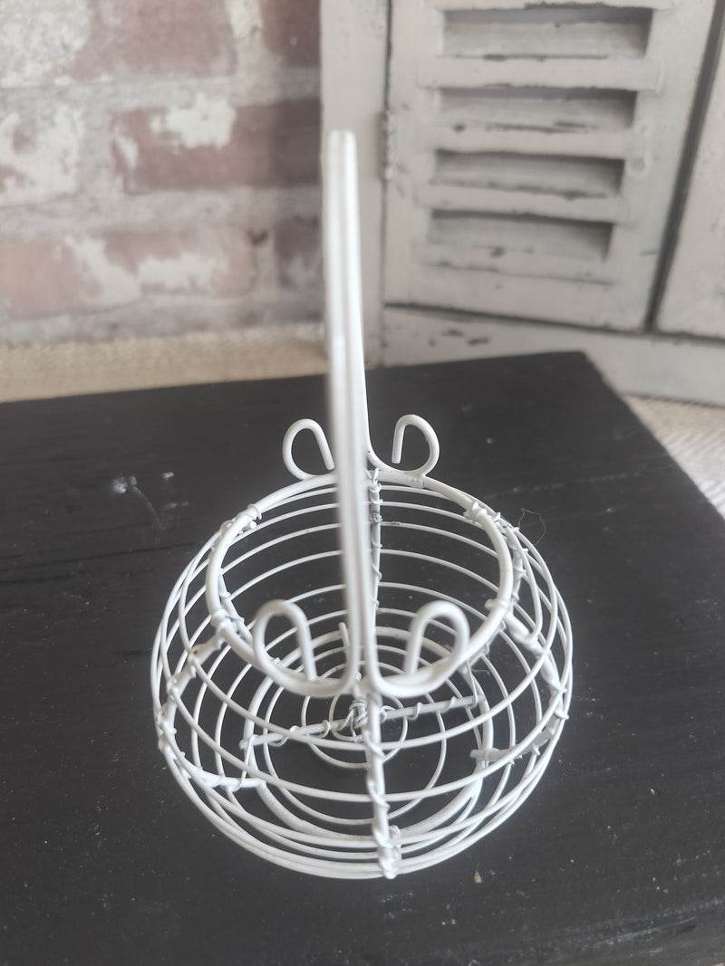 Vintage French White Single Egg Basket