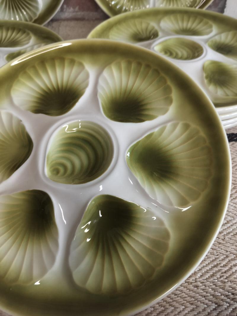 Set of 10 vintage Moulin des Loups French oyster plates