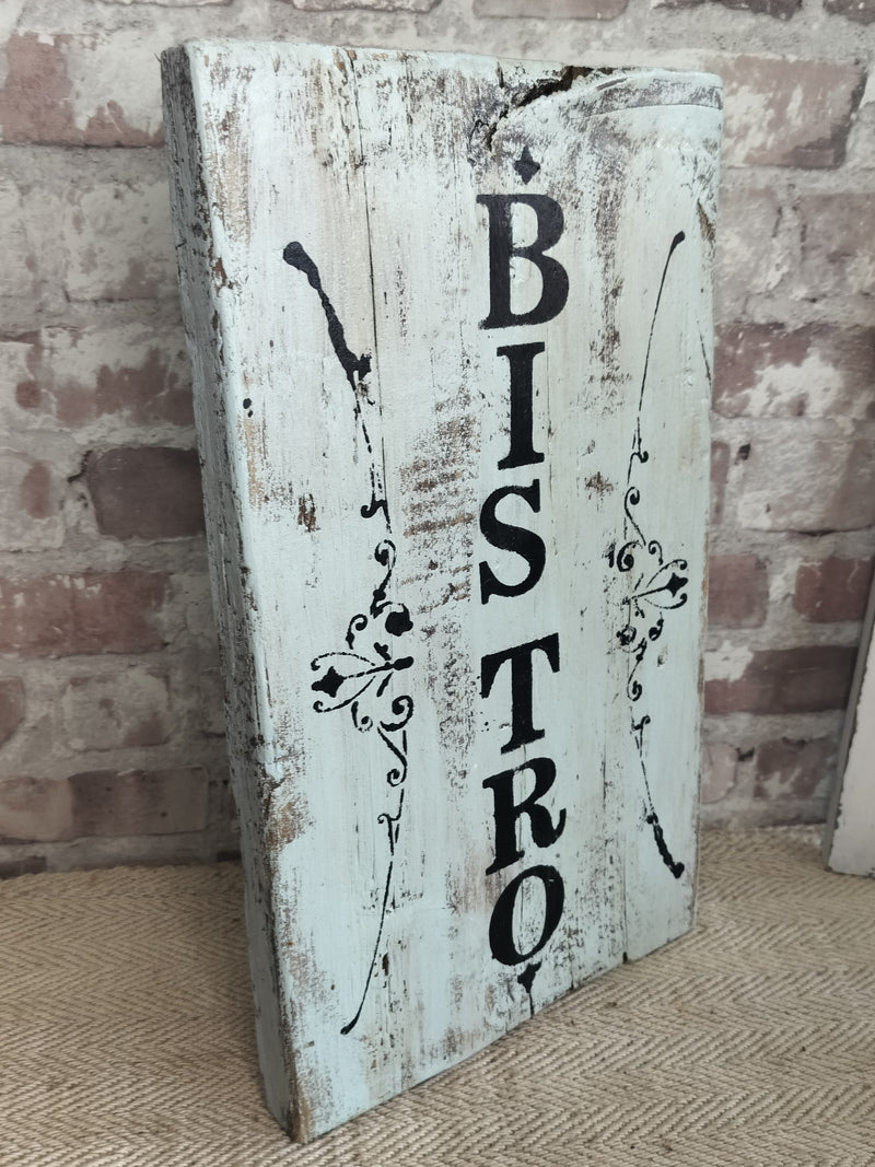 Upcycled Handmade Blue Wooden Bistro Sign