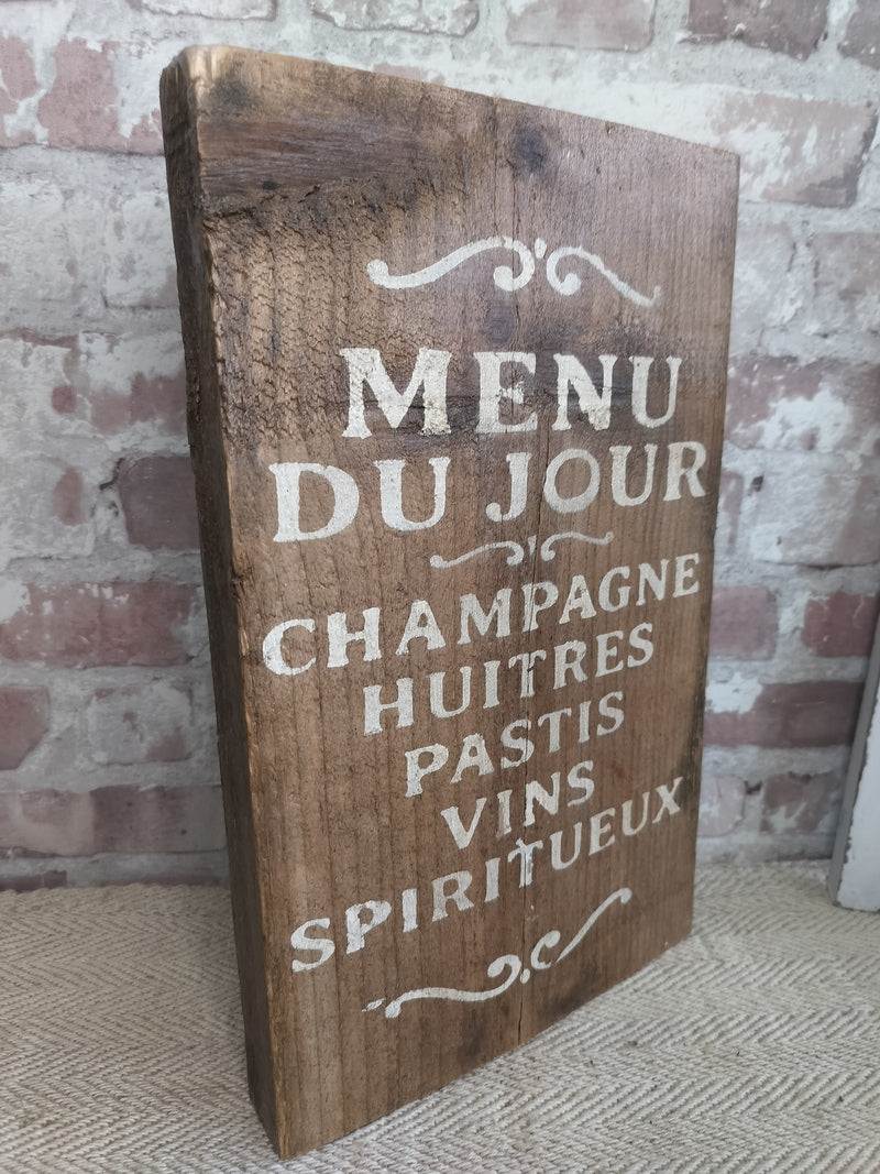 Upcycled Handmade Wooden Menu du Jour Sign
