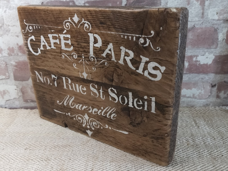 Upcycled Handmade Wooden Cafe Paris Sign
