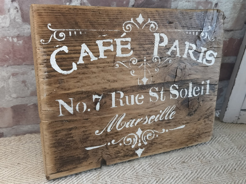 Upcycled Handmade Wooden Cafe Paris Sign