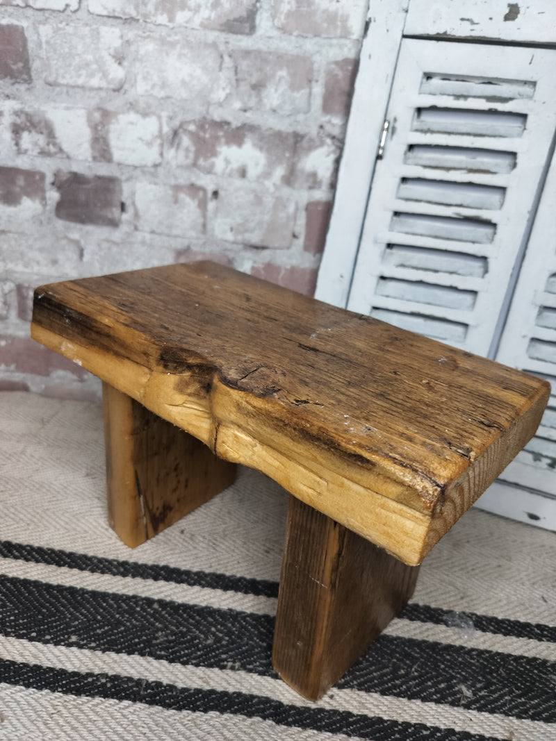 Rustic Reclaimed Wooden Stool Plant Stand