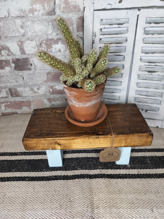 Reclaimed Rustic Wooden Stool Plant Stand