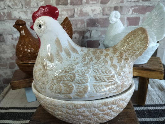 Vintage Large Hen on Nest Chicken Egg Basket