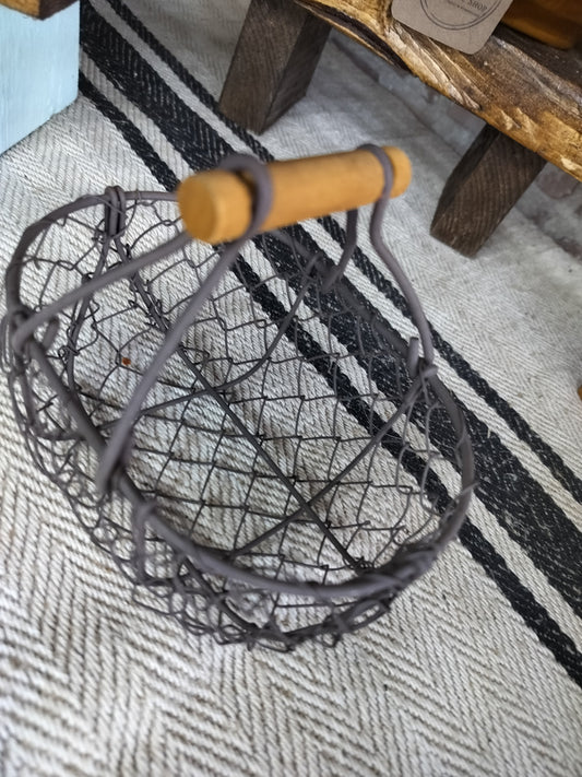 Vintage French Small Metal Egg Basket