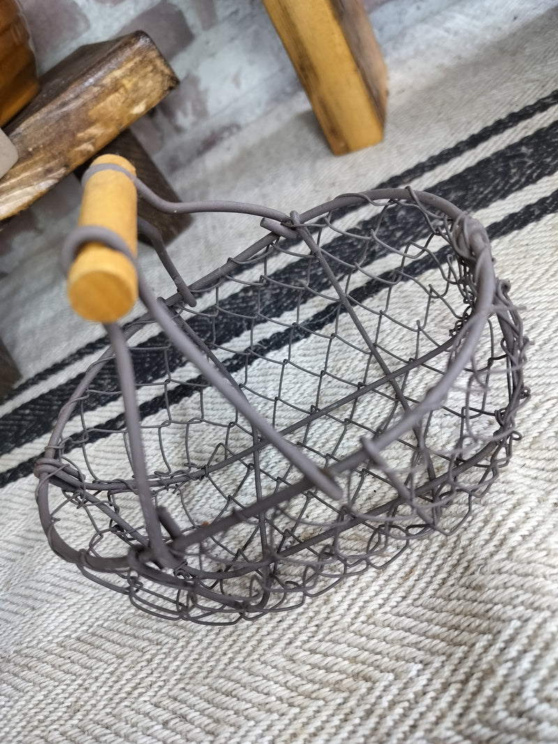 Vintage French Small Metal Egg Basket