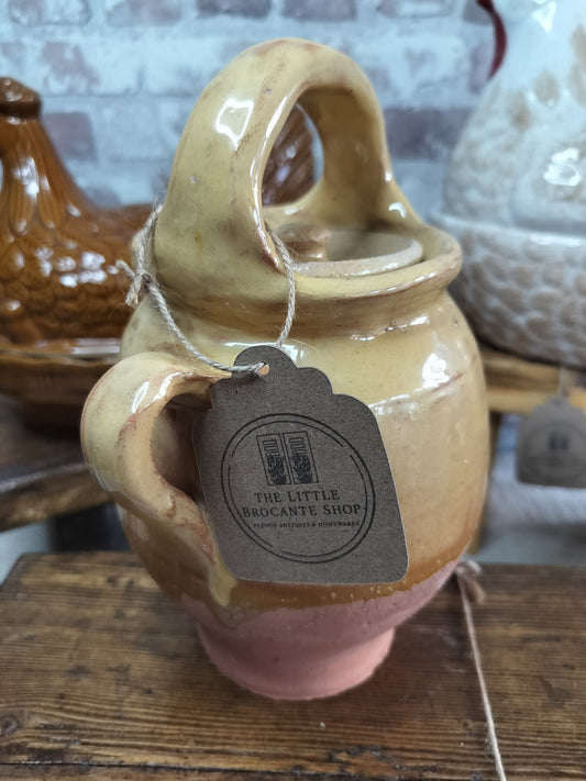 Antique French Yellow Gargoulette Jug – Rare Rustic Provençal Pottery