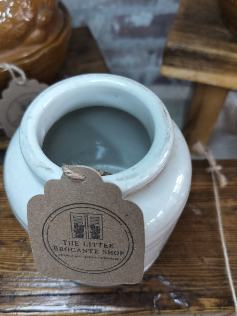 Vintage French Stoneware Mustard Pot - The Little Brocante Shop