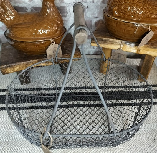 French Vintage Wire Market Basket