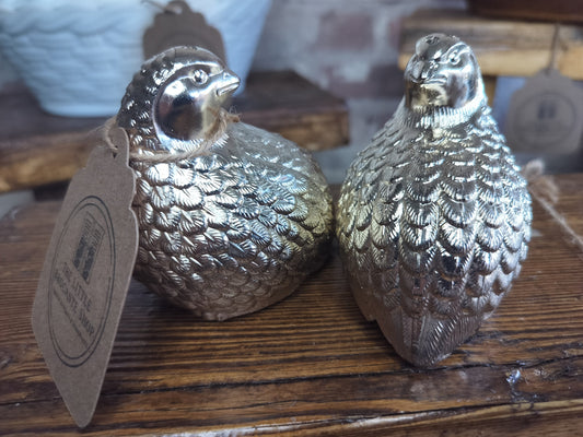 Vintage French Silver Plated Quail Salt & Pepper Pots