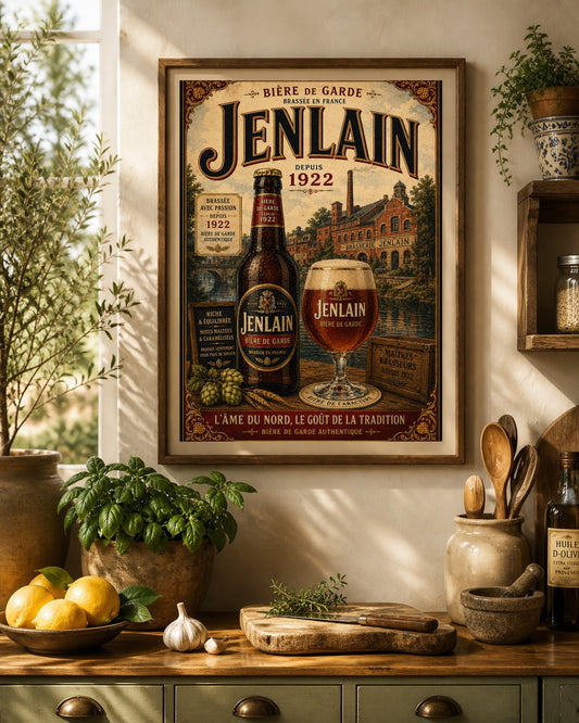 Jenlain Bière de Garde Vintage Beer Poster – French Brewery Wall Art