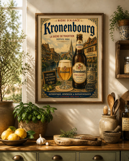 Kronenbourg 1664 Vintage Beer Poster – French Brewery Wall Art