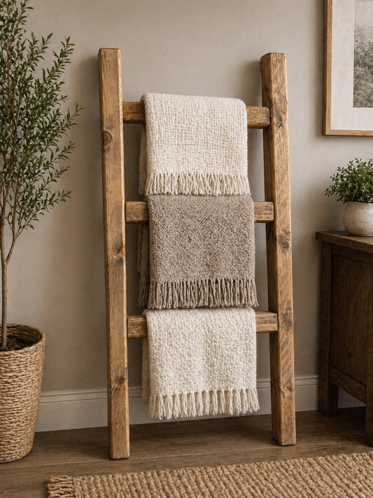 Rustic Wooden Towel or Blanket Ladder