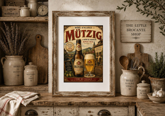 Mützig Bière d'Alsace Vintage French Beer Poster | French Brewery Wall Art Print | Available in A4, A3, A2, 50x70cm & A1