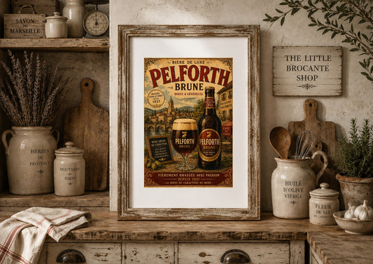 Pelforth Brune Vintage French Beer Poster | French Brewery Wall Art Print | Available in A4, A3, A2, 50x70cm & A1