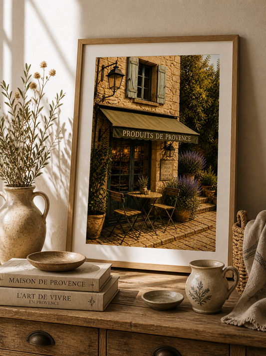 Produits de Provence Art Print | French Village Shop Wall Art | Rustic Provence Café & Delicatessen Decor | Vintage French Country Kitchen Print