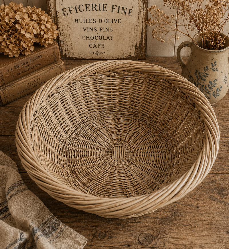 Vintage Wicker Harvest Basket – French Country Style