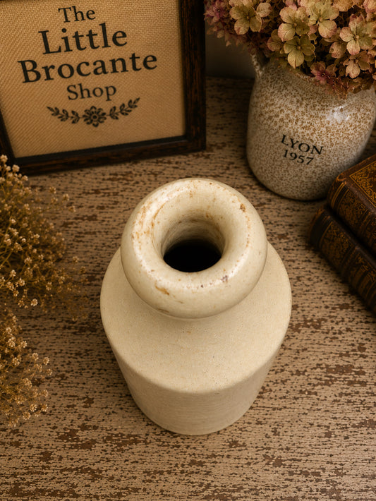 Antique White Stoneware Apothecary Bottle