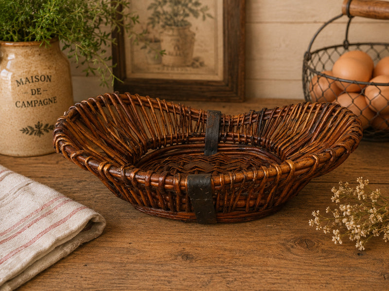 Vintage Handwoven Willow Bread Basket