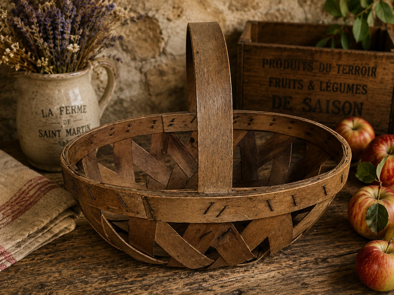 Vintage Handwoven Gathering Basket