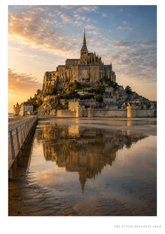 Set of 2 Mont Saint-Michel Prints - Sunset and Night time (unframed) | French Coastal Wall Art