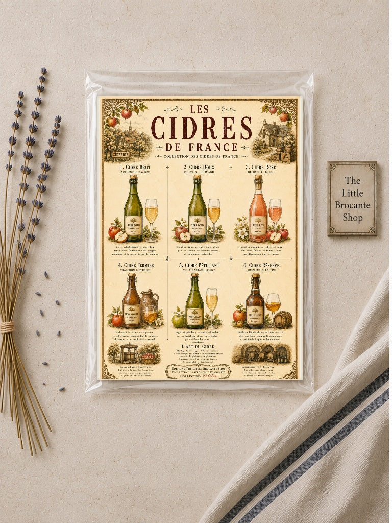 Les Cidres de France Vintage French Cider Print | Kitchen & Bar Wall Art, French country wall artwork.