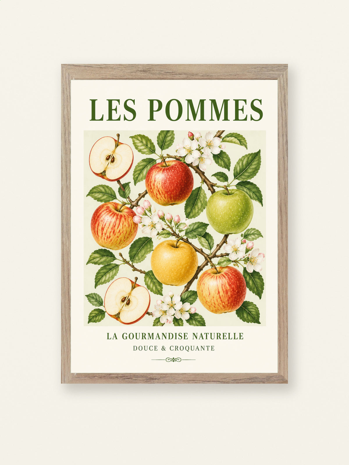 French Apples Illustrated Print - Les Pommes | French Kitchen Wall Art Unframed Art Print