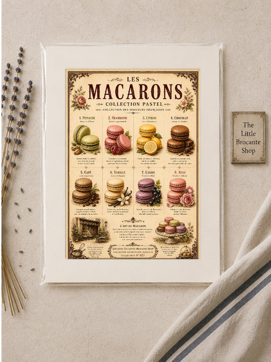 Les Macarons Collection Pastel | Vintage French Macaron Kitchen Wall Art Print | French Patisserie Poster, French country wall artwork. – image 2