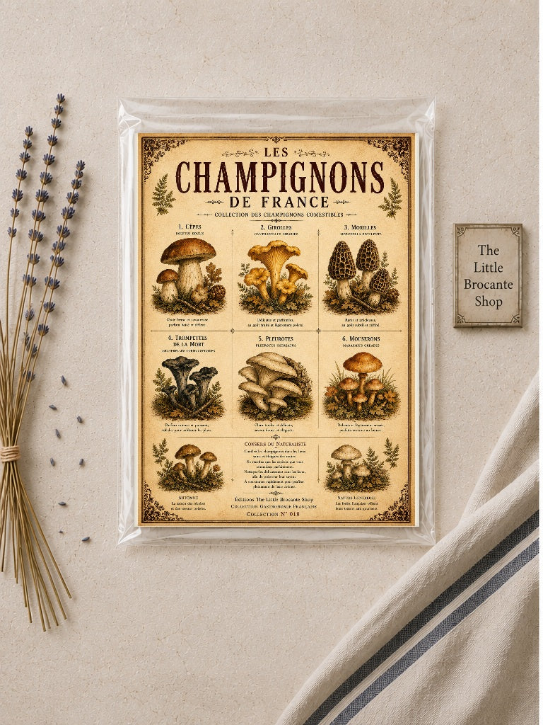 Les Champignons de France | Vintage French Mushroom Collection | Rustic Kitchen Wall Art, French country wall artwork. – image 2