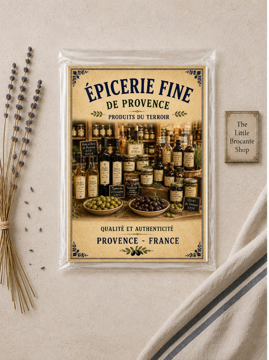 Épicerie Fine de Provence – Vintage French Delicatessen, French Country
Provence
Rustic Farmhouse
Brocante
Cottagecore
Mediterranean
Country Kitchen
Rustic Chic
Vintage European
Traditional
French Provincial
Old World
Continental
Artisan Food Store Style wall artwork.