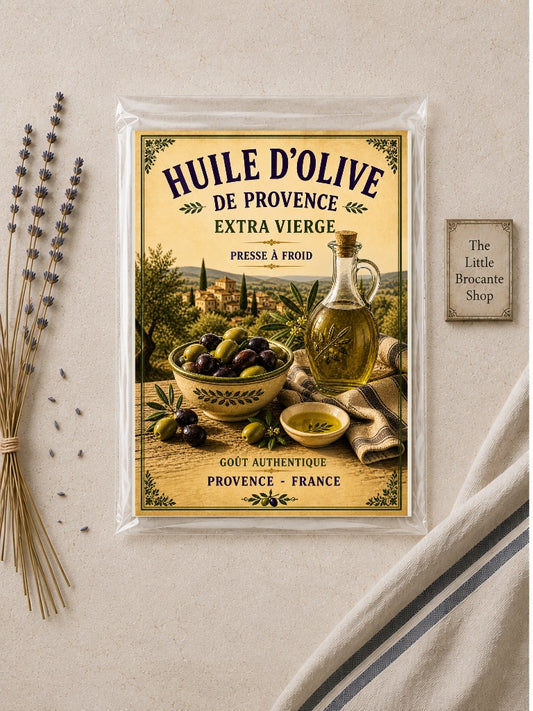 Huile d'Olive de Provence – Vintage French Olive Oil Market, French Country
Provence
Rustic Farmhouse
Brocante
Cottagecore
Mediterranean
Country Kitchen
Rustic Chic
Vintage European
Traditional
French Provincial
Old World
Continental
Mediterranean Farmhouse wall artwork.
