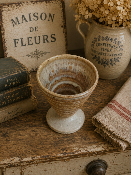 Handmade Studio Pottery Goblet | Rustic Stoneware Wine Cup | Artisan Ceramic Vessel photograph 2
