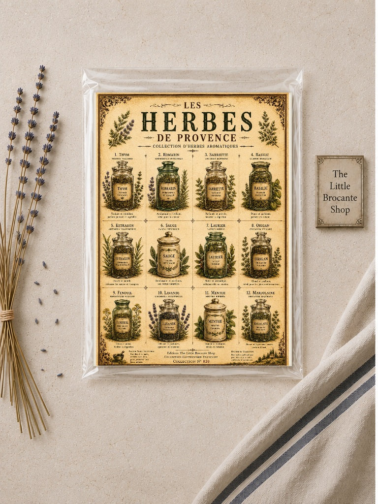 Les Herbes de Provence | Vintage French Herb Collection | Botanical Kitchen Wall Art, French country wall artwork. – image 2