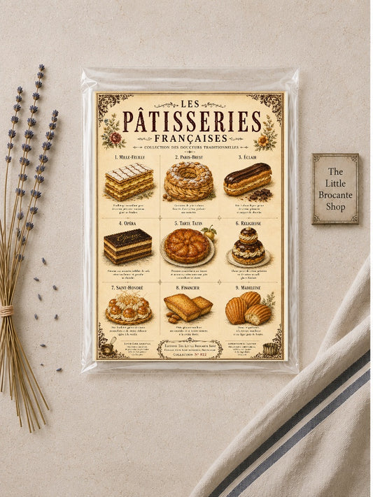 Les Pâtisseries Françaises | Vintage French Pastry Collection | French Bakery Kitchen Wall Art Print, French country wall artwork. – image 2