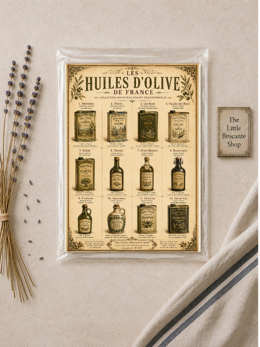 Les Huiles d'Olive de France | Vintage French Olive Oil Collection | French Country Kitchen Wall Art, French country wall artwork. – image 2