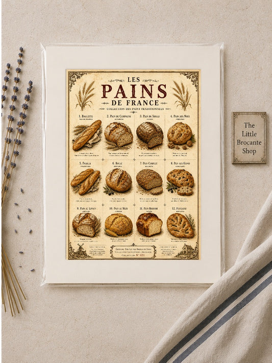 Les Pains de France | Vintage French Bread Collection | Rustic Bakery Kitchen Wall Art, French country wall artwork. – image 2