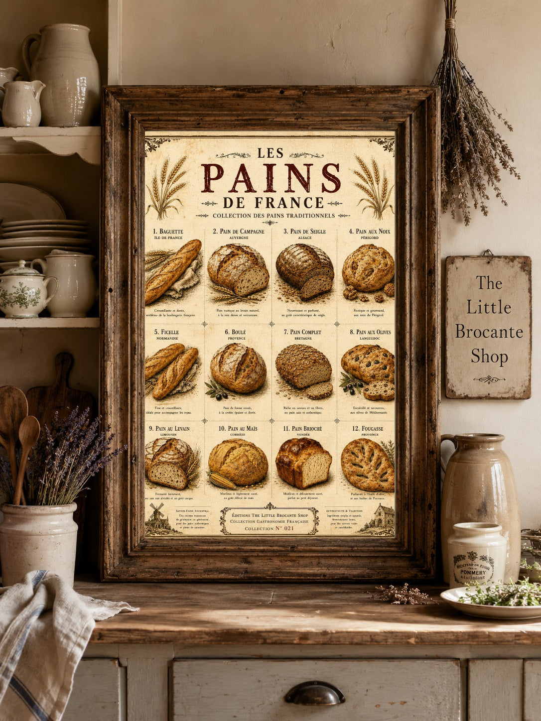 Les Pains de France | Vintage French Bread Collection | Rustic Bakery Kitchen Wall Art, French country wall artwork. – image 8