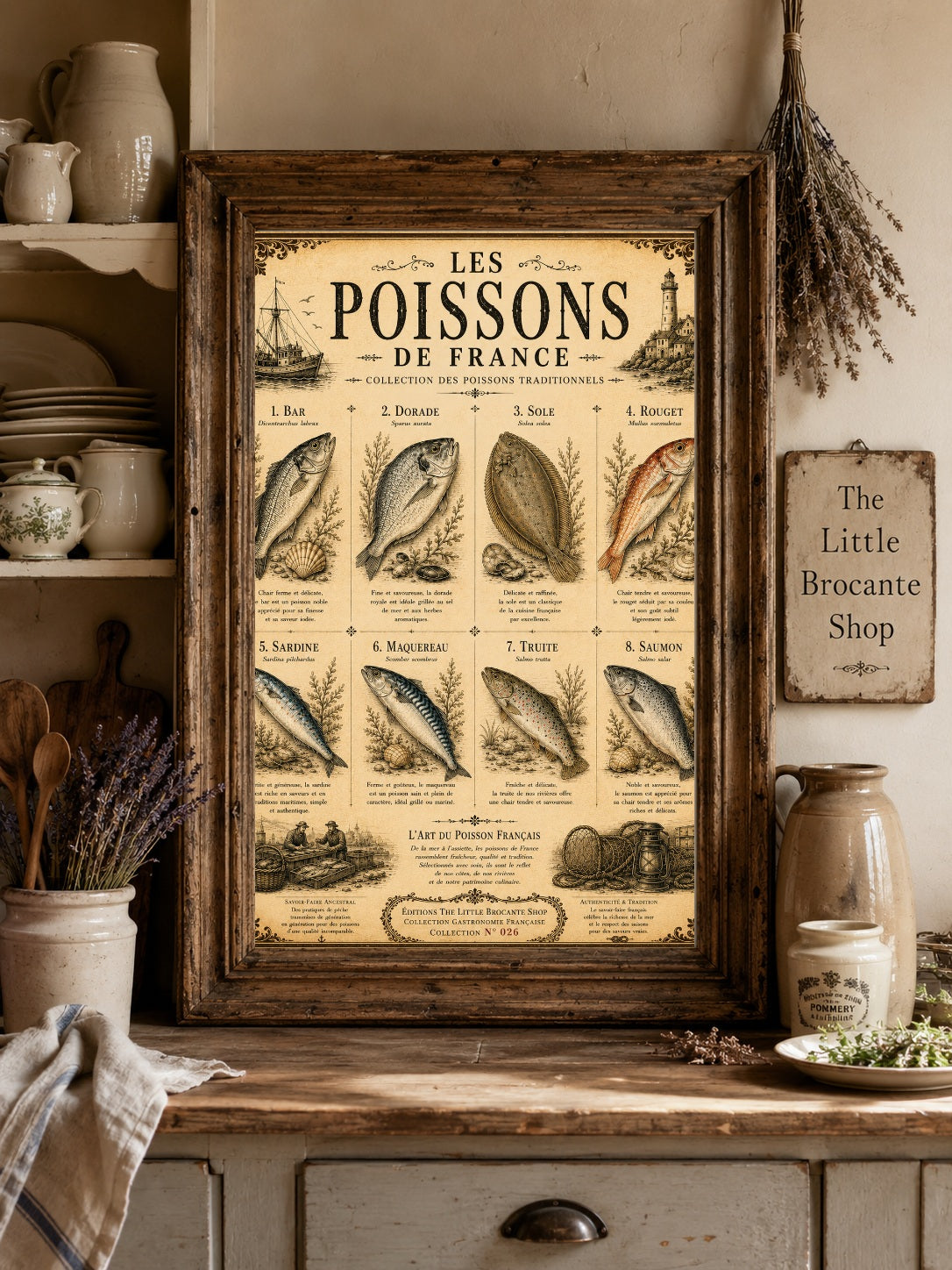 Les Poissons de France | Vintage French Fish Collection | Coastal Kitchen & Seafood Wall Art Print, French country wall artwork. – image 8