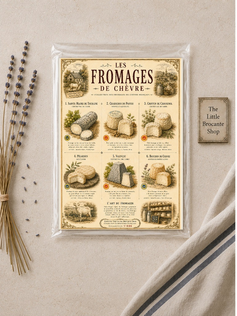 Vintage Goats Cheese of France Print (unframed)| Les Fromages de Chèvre Print | French Kitchen Wall Decor