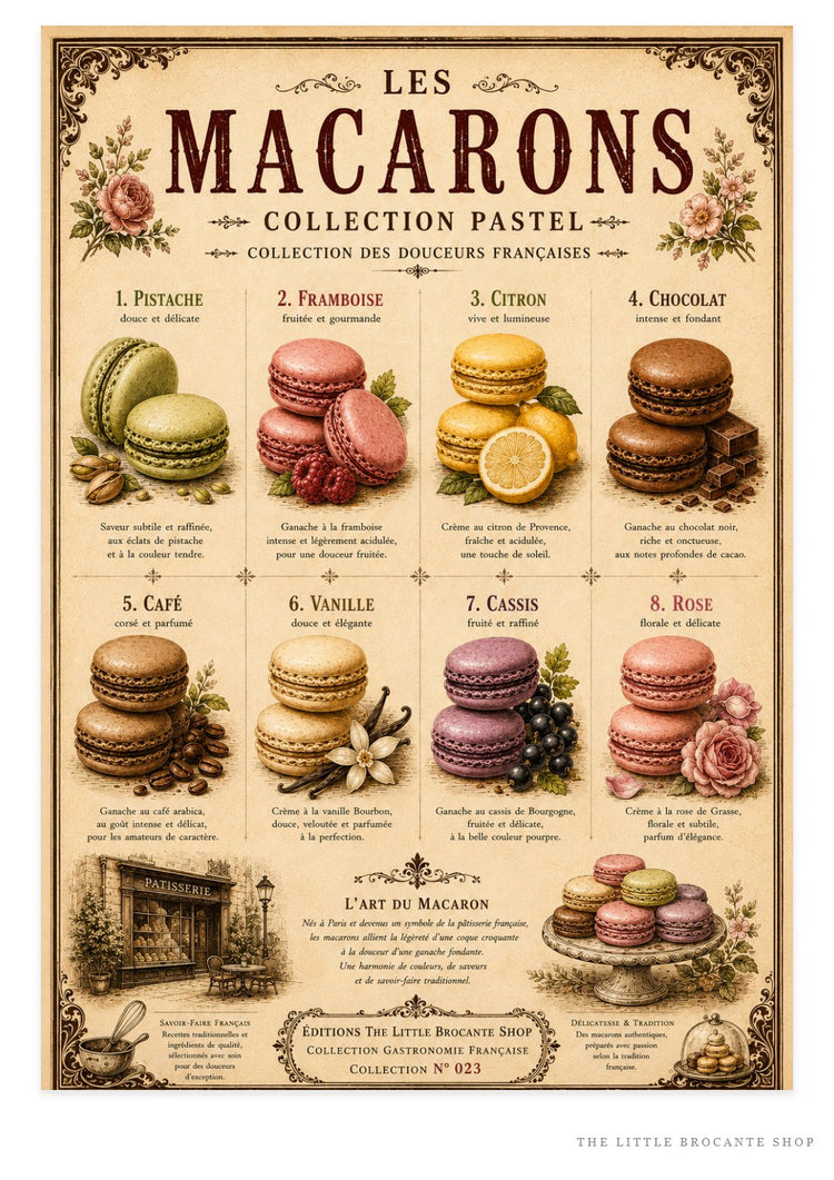 Les Macarons Collection Pastel | Vintage French Macaron Kitchen Wall Art Print | French Patisserie Poster, French country wall artwork. – image 1