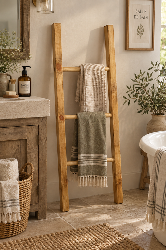Traditional Rustic Wooden Towel or Blanket Ladder 1.2 metres (4ft) tall