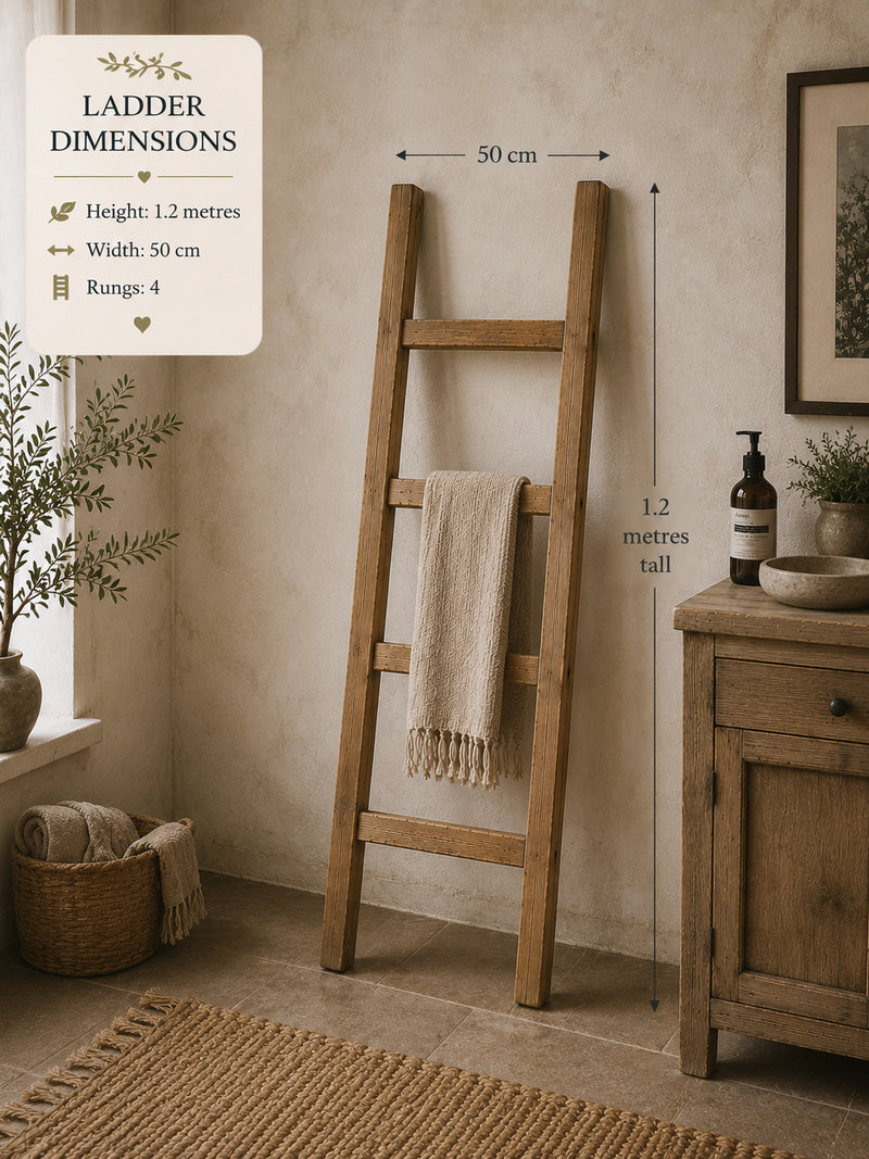 Rustic Wooden Towel or Blanket Ladder 1.2 metres (4ft) tall