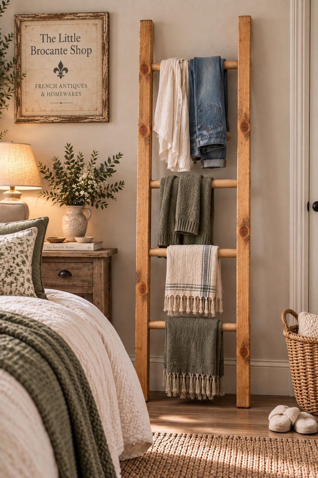 Traditional Rustic Wooden Towel or Blanket Ladder 1.5 metres (5ft) tall