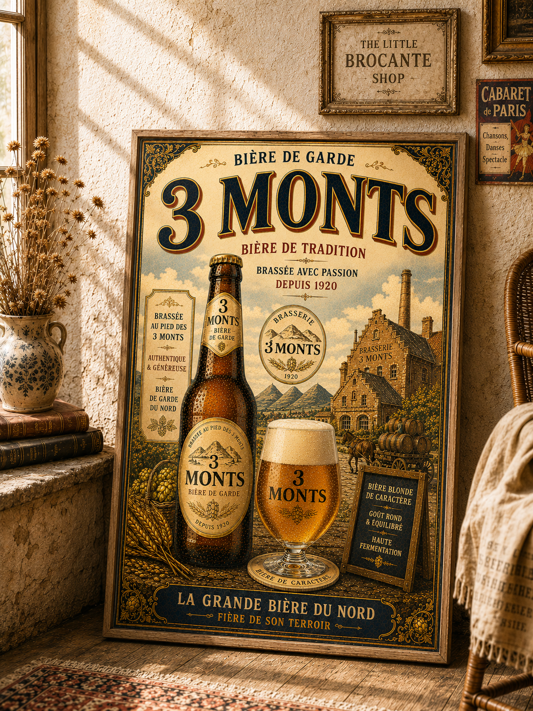 3 Monts Vintage Beer Poster – French Bière de Garde Wall Art