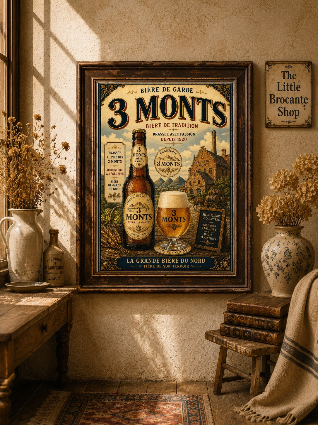 3 Monts Vintage Beer Poster – French Bière de Garde Wall Art