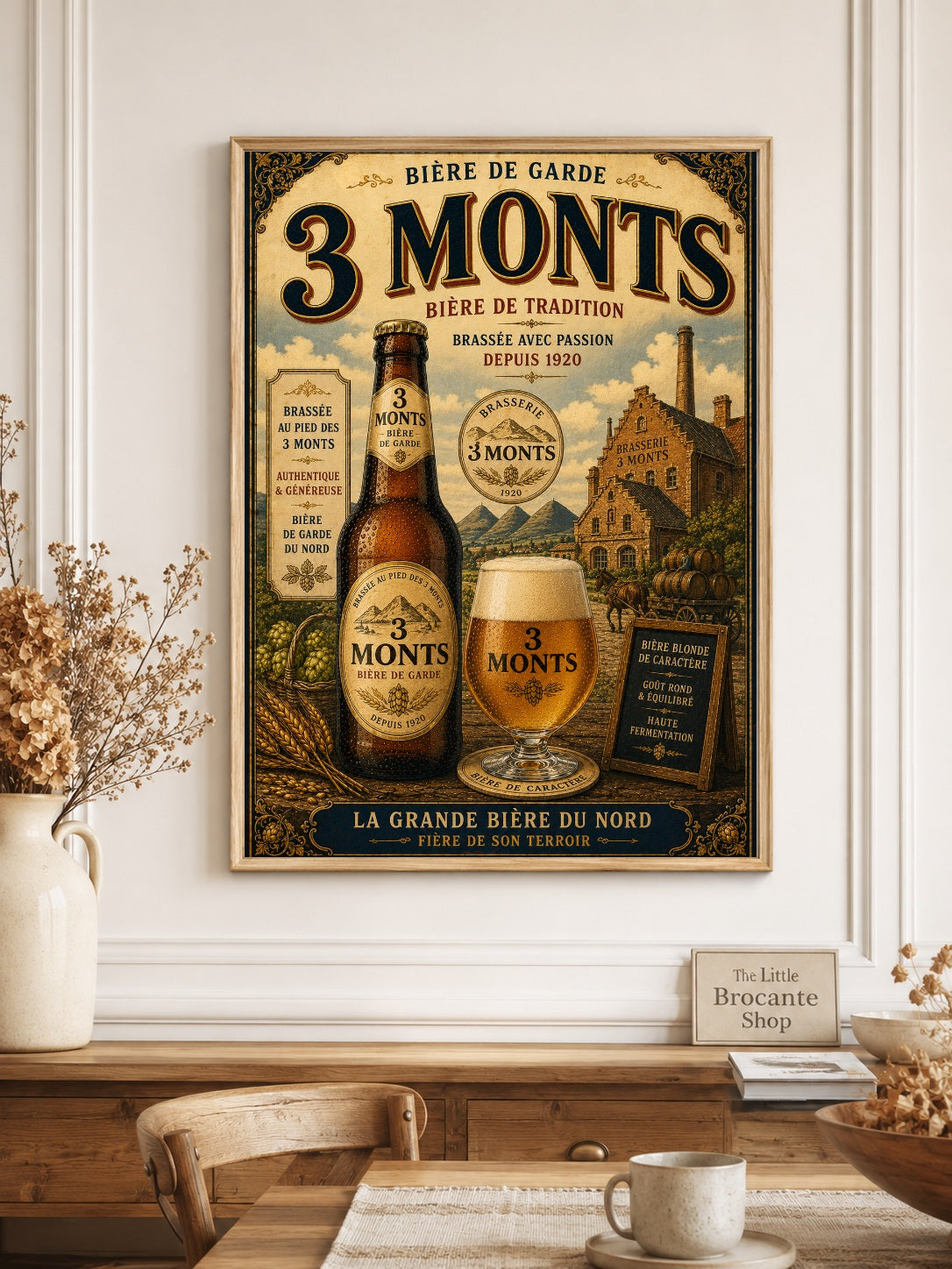 3 Monts Vintage Beer Poster – French Bière de Garde Wall Art