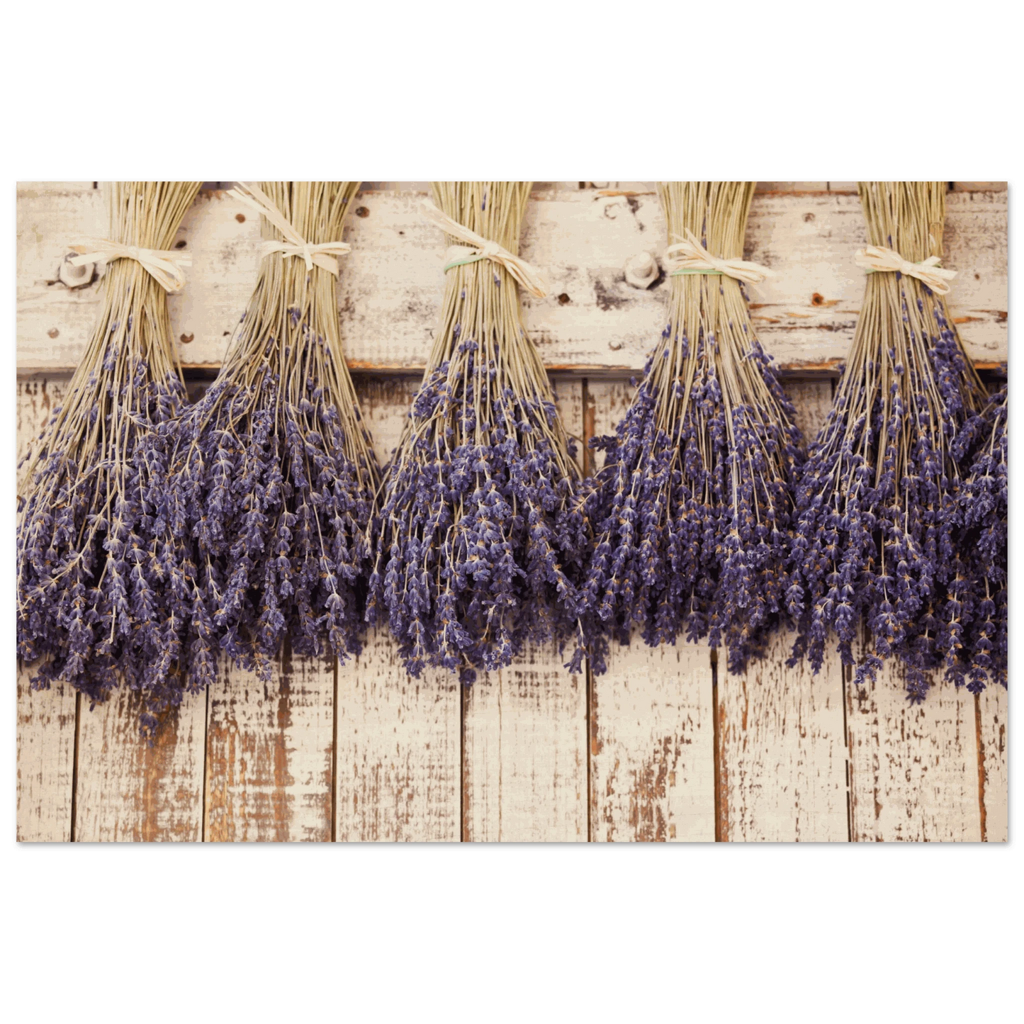 Lavender wood print on FSC-certified birch wood with natural grain and rustic design
