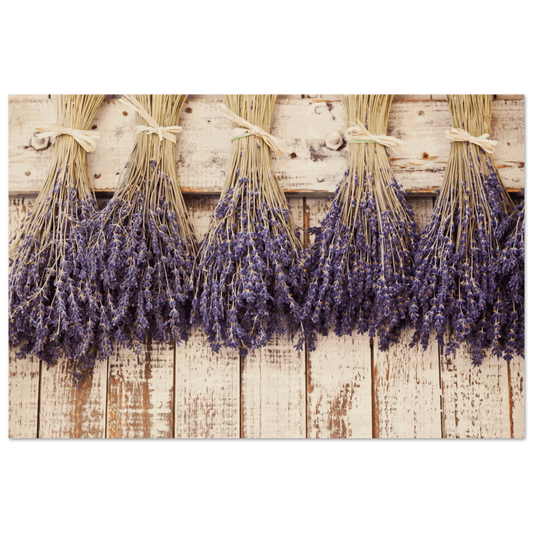 Lavender wood print on FSC-certified birch wood with natural grain and rustic design