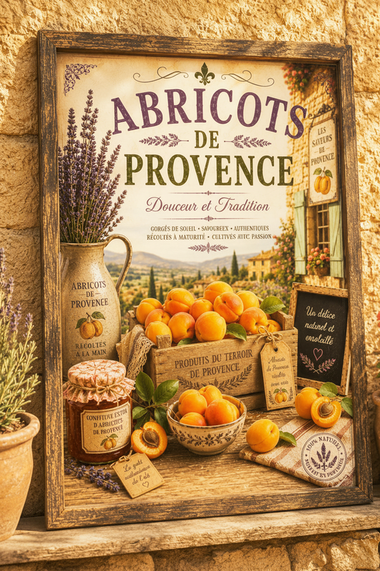Provence Apricots Vintage Style French Print - A4, A3, A2, A1 or 50x70cm size - The Little Brocante Shop